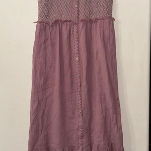 Easel Mauve Textured Button-Down Dress